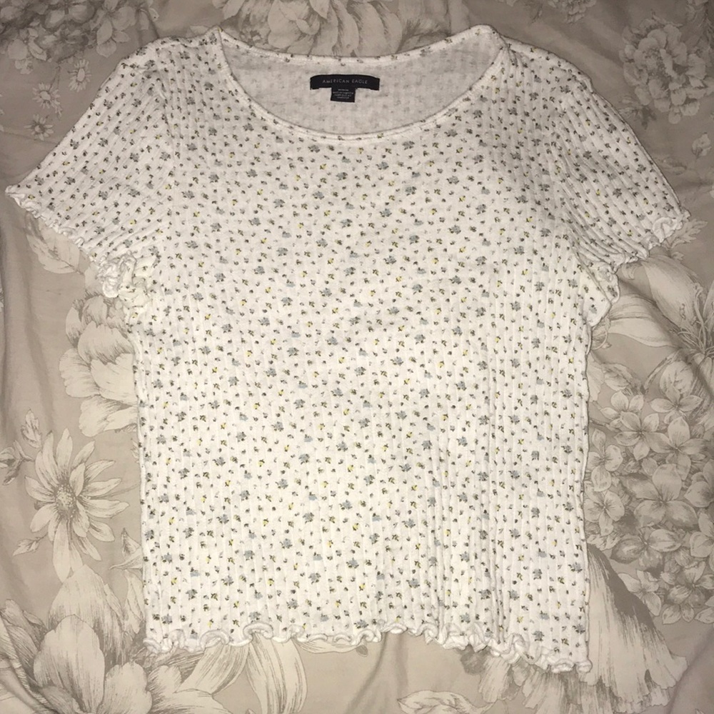american eagle floral crop shirt